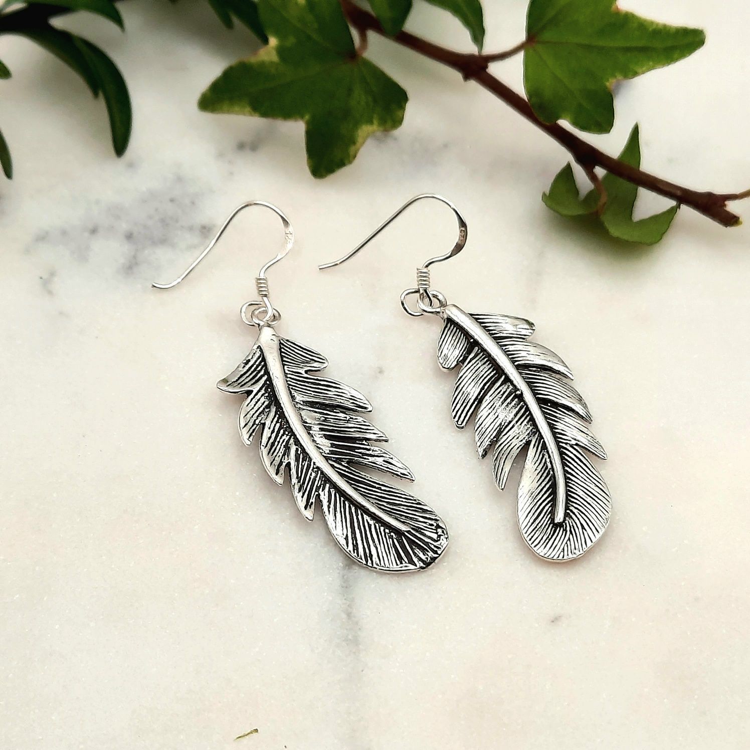 Sterling Silver Feather Earrings - The Richard Harvey Collection